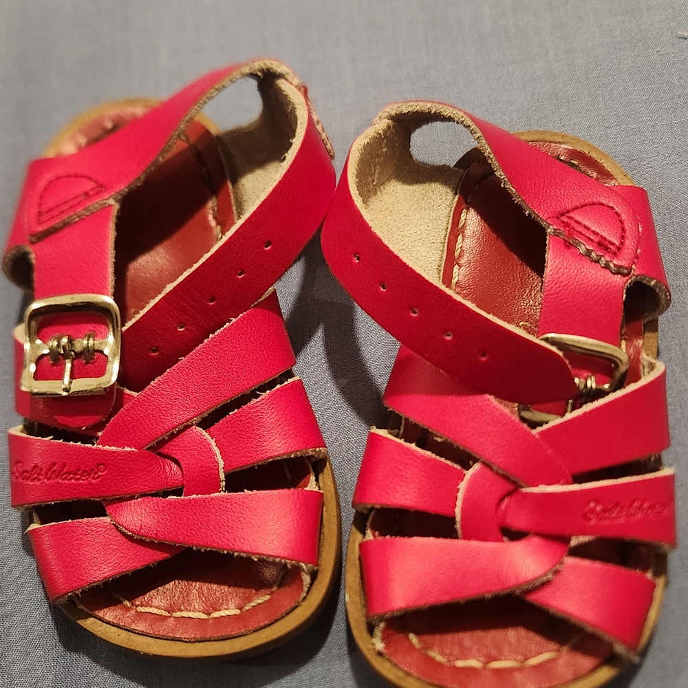 Salt Water Sandals Red Leather Buckle Sandals